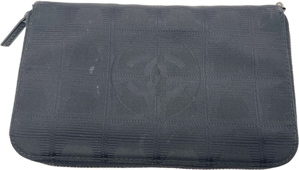 Chanel New Travel Line Zip Wallet Black Nylon